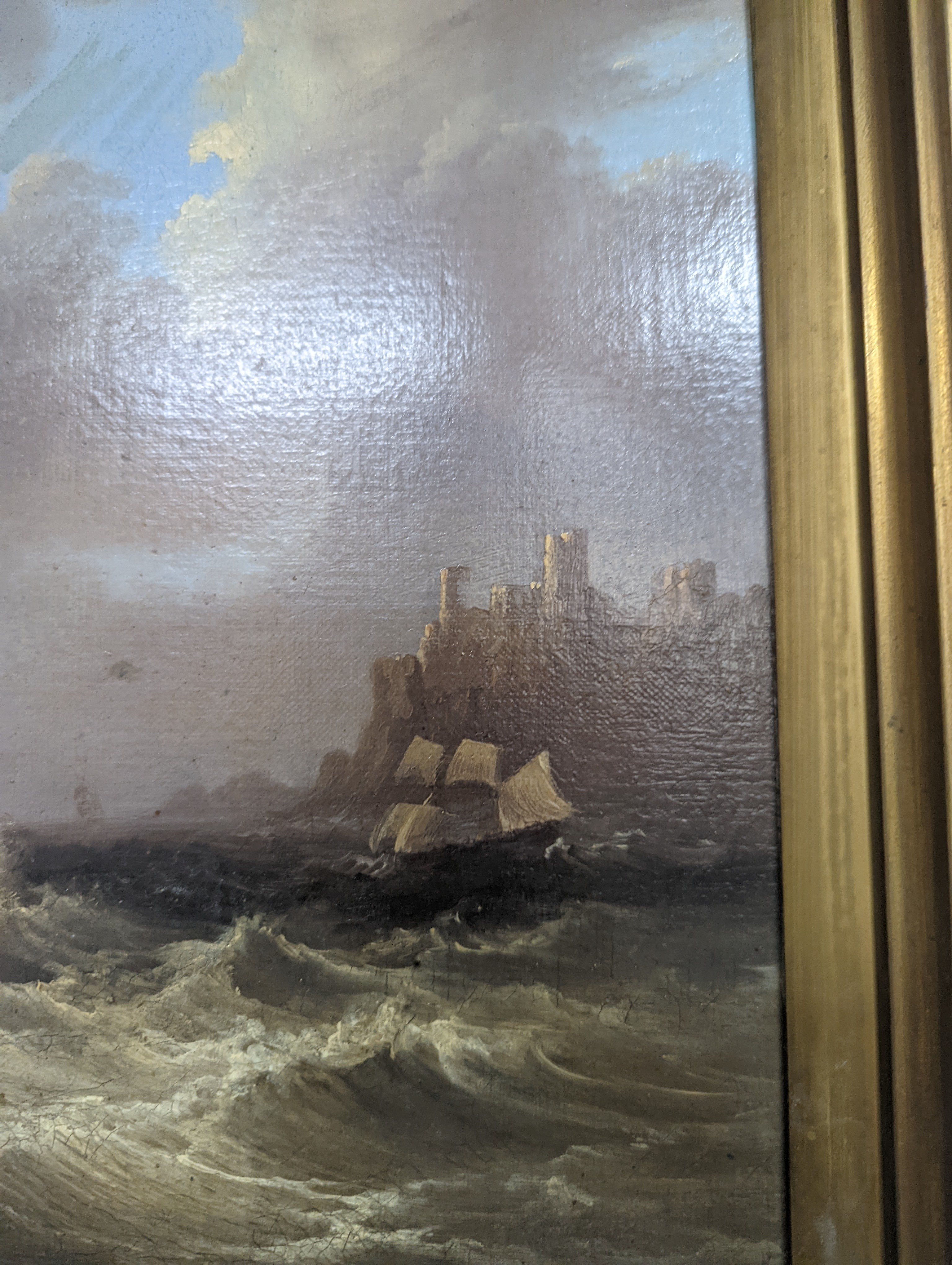 F. Calvert (19th C.), oil on canvas, Fishing boats off the coast, signed and dated 1831, 29 x 39cm